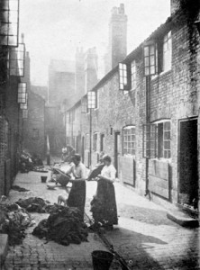 Slum in Manchester im 19. Jahrhundert